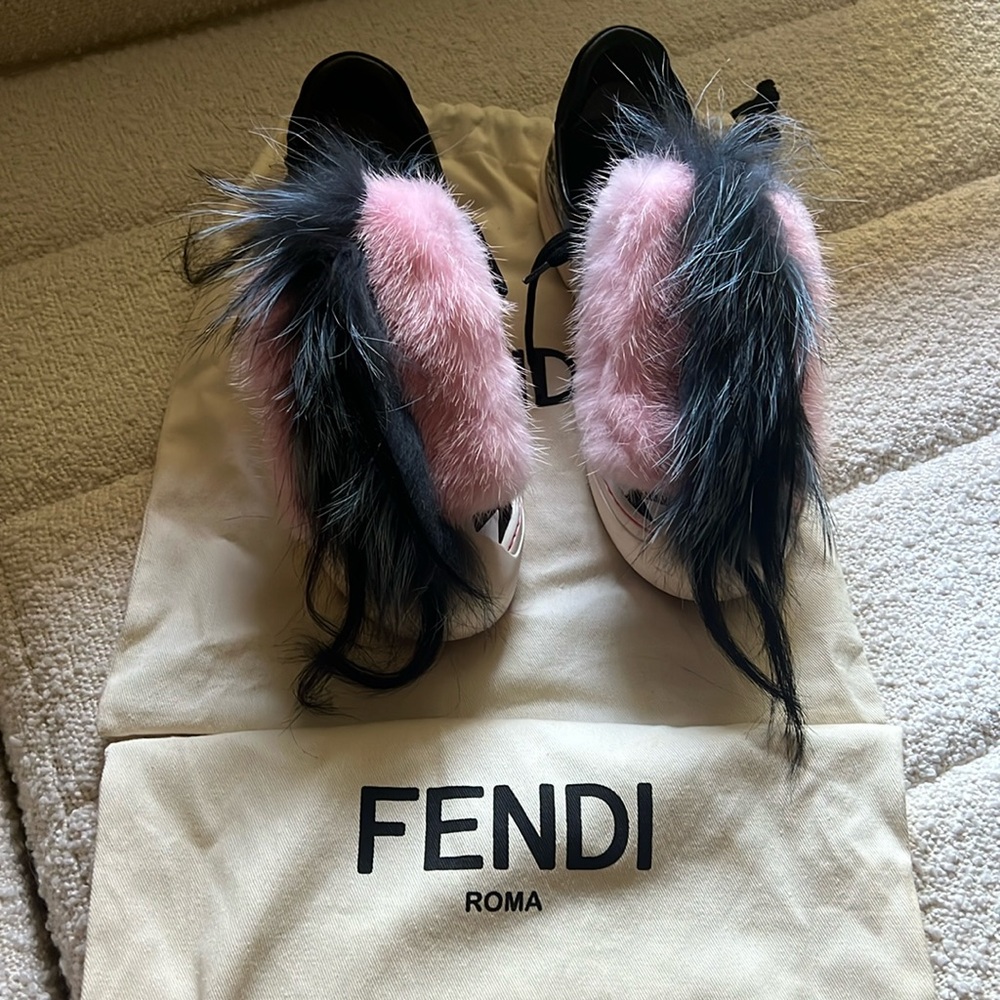 Fendi pink fur sneakers